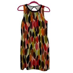 Harold’s Sleeveless Abstract Print Cotton Shift Dress Size 10 Mod Art